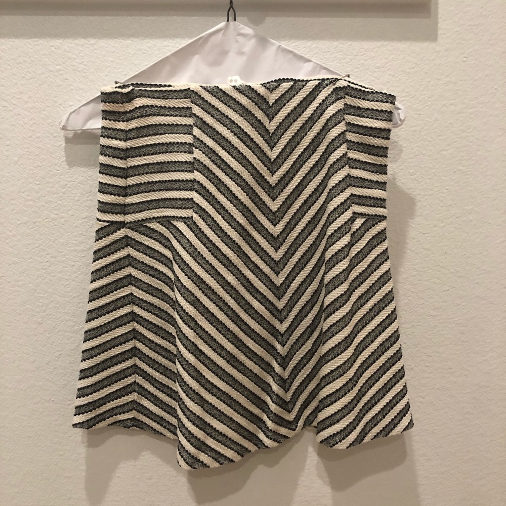 Gray and White Striped A-Line Mini Skirt